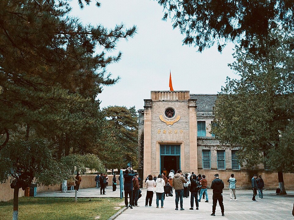 Delegates assembled inside the stone Central Auditorium at Yangjialing in Yan'an for the Seventh National Congress of the Chinese Communist Party.